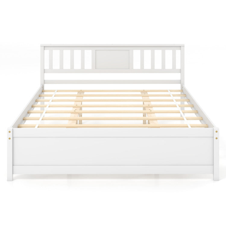 Goflame Solid Wood Platform Bed Frame, Mid Century Full Bed Frame with Headboard