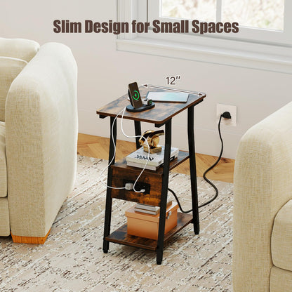 Goflame 3-Tier Industrial Nightstand with Charging Station (1/2)