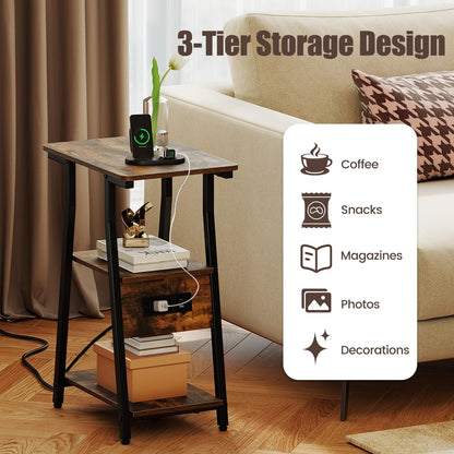 Goflame 3-Tier Industrial Nightstand with Charging Station (1/2)