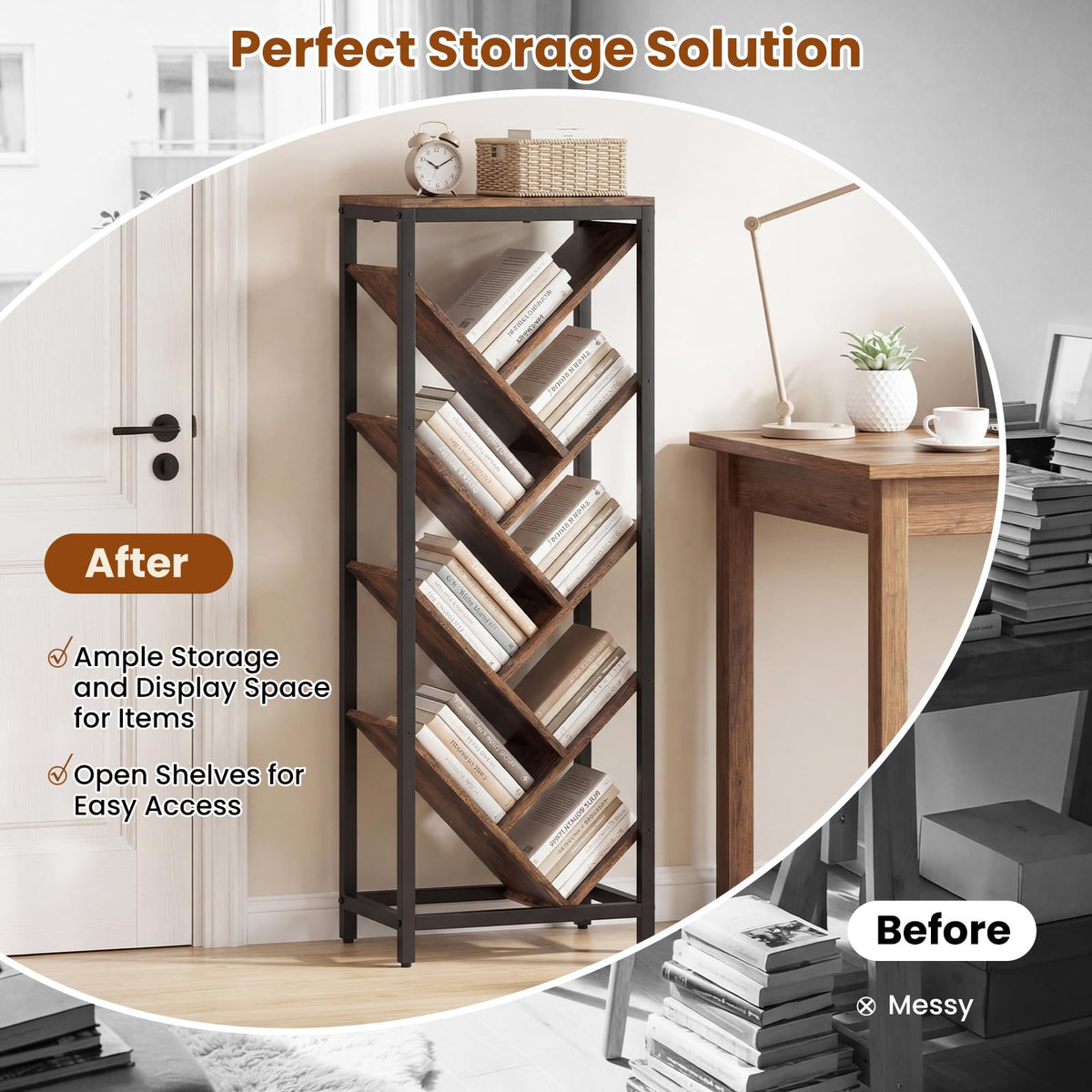 Goflame 9-Tier Tree Bookshelf for Books/CDs