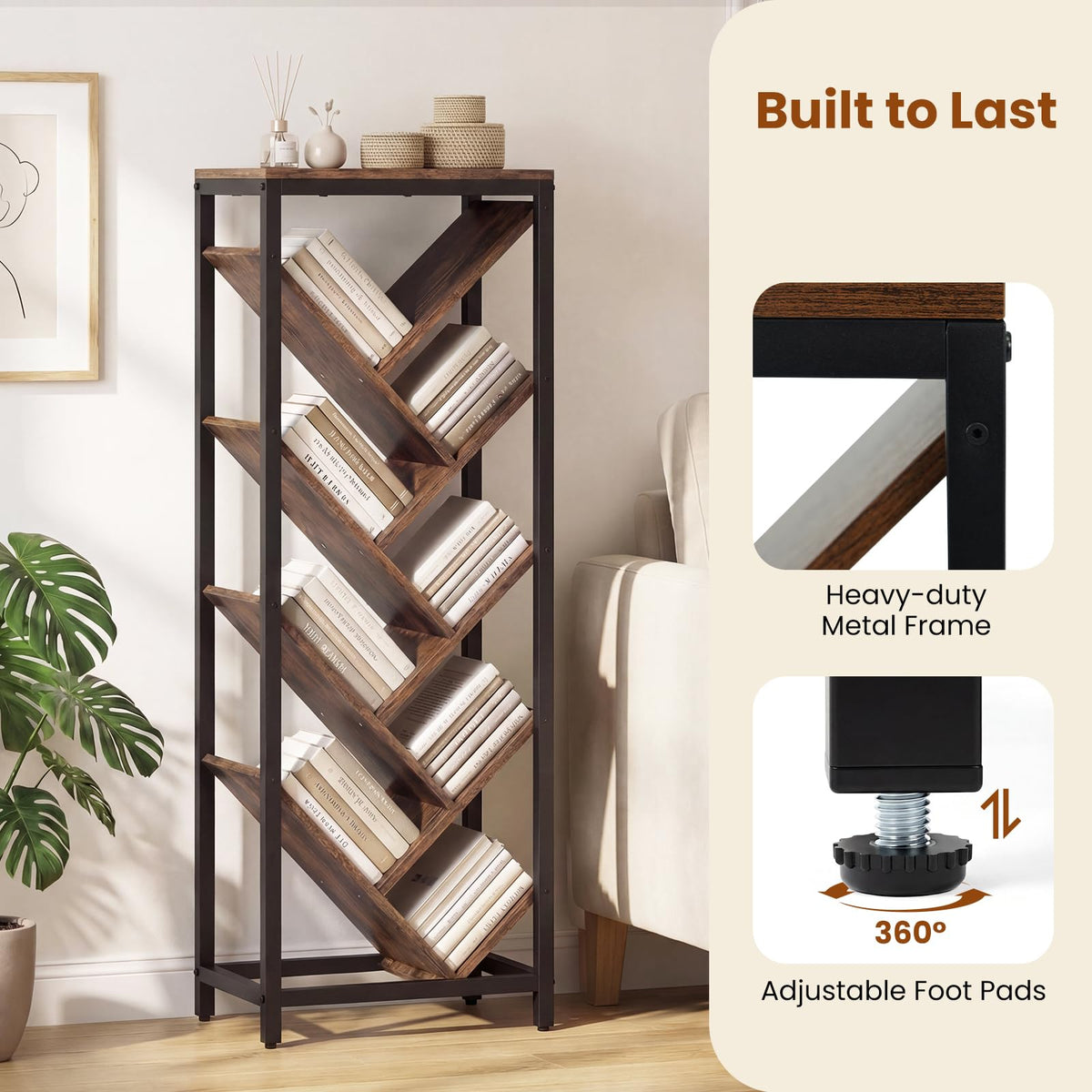 Goflame 9-Tier Tree Bookshelf for Books/CDs