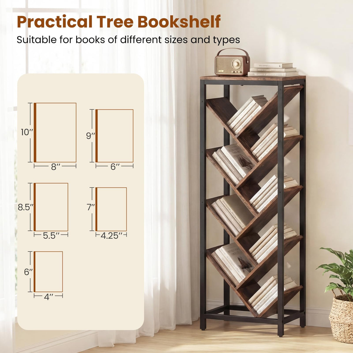 Goflame 9-Tier Tree Bookshelf for Books/CDs