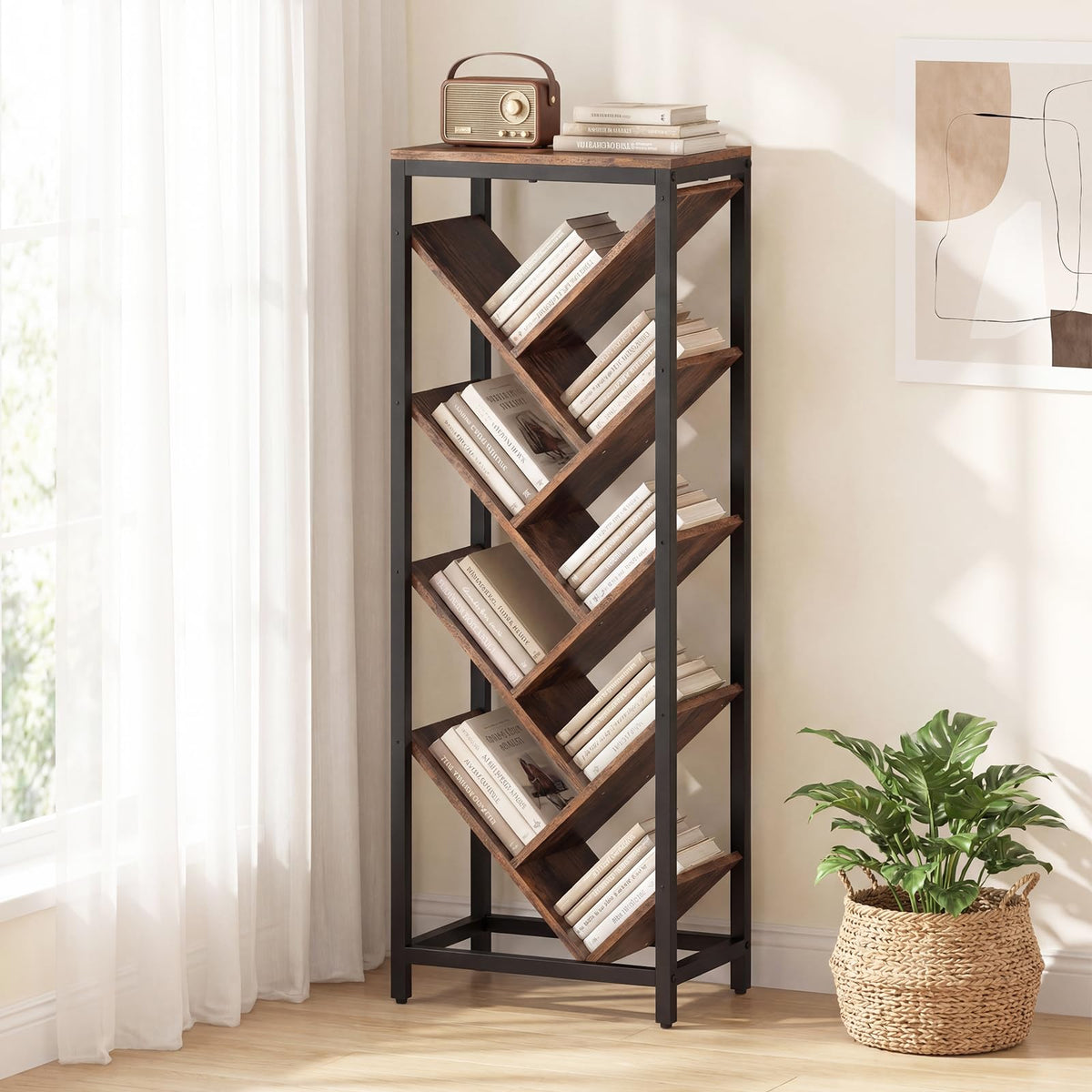 Goflame 9-Tier Tree Bookshelf for Books/CDs
