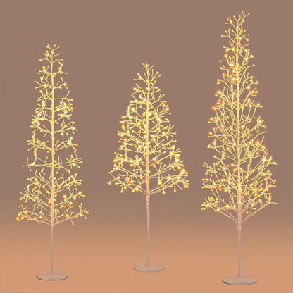 Goflame LED Birch Tree, 5/6/7 FT Pre-lit Twig Tree with Warm White Light LED Lights, Weighted Base