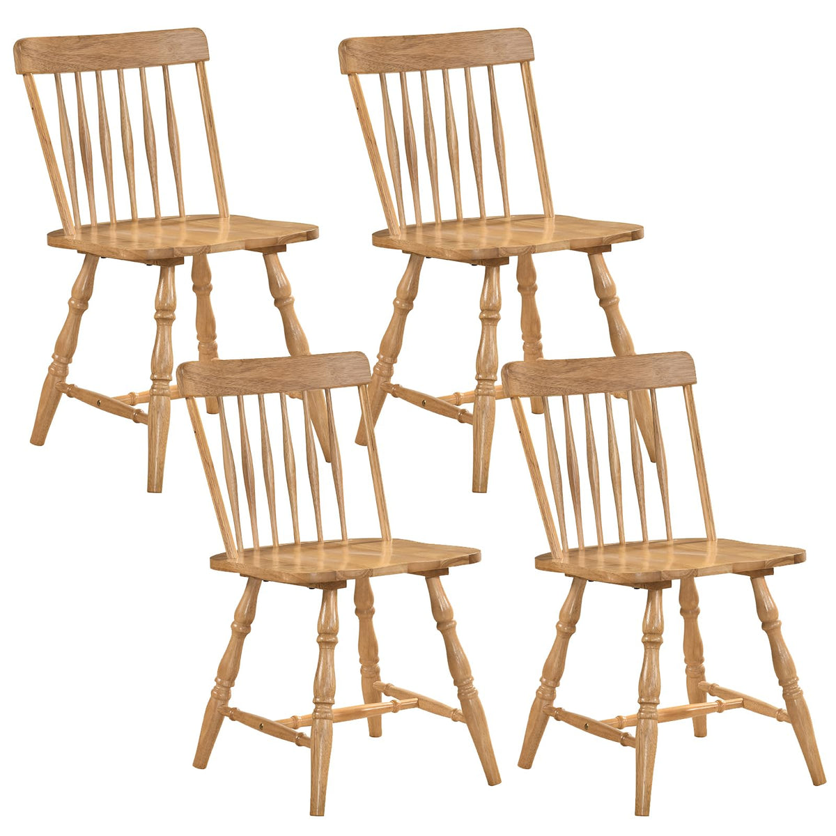 Goflame Windsor Dining Chairs Set of 2/4 with Turned Legs & Curved Spindle Back