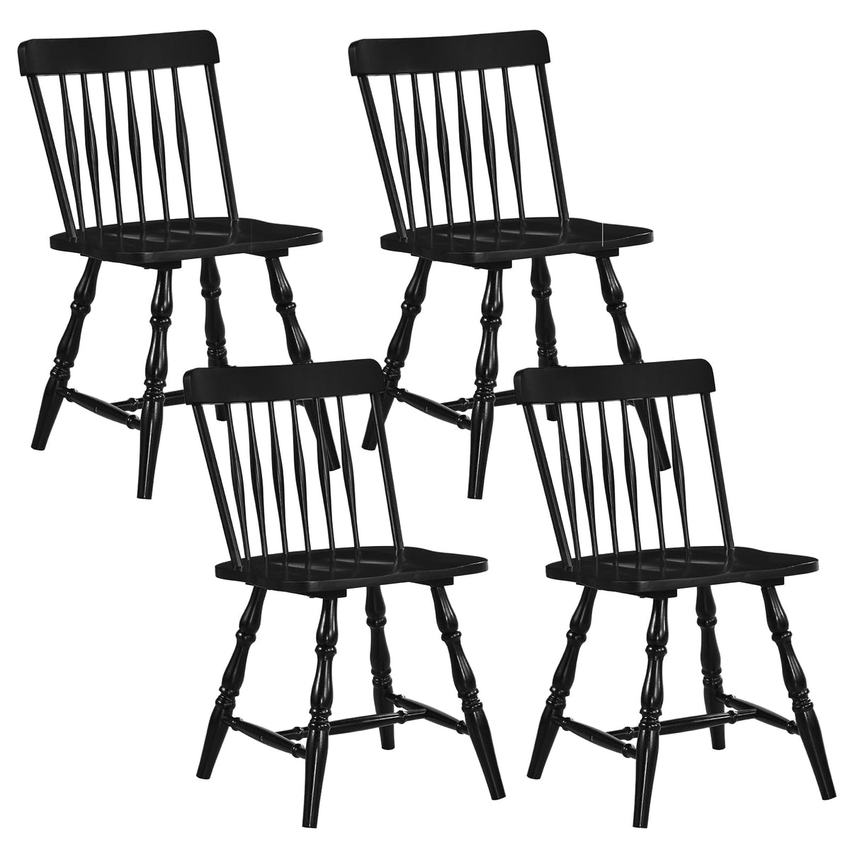 Goflame Windsor Dining Chairs Set of 2/4 with Turned Legs & Curved Spindle Back