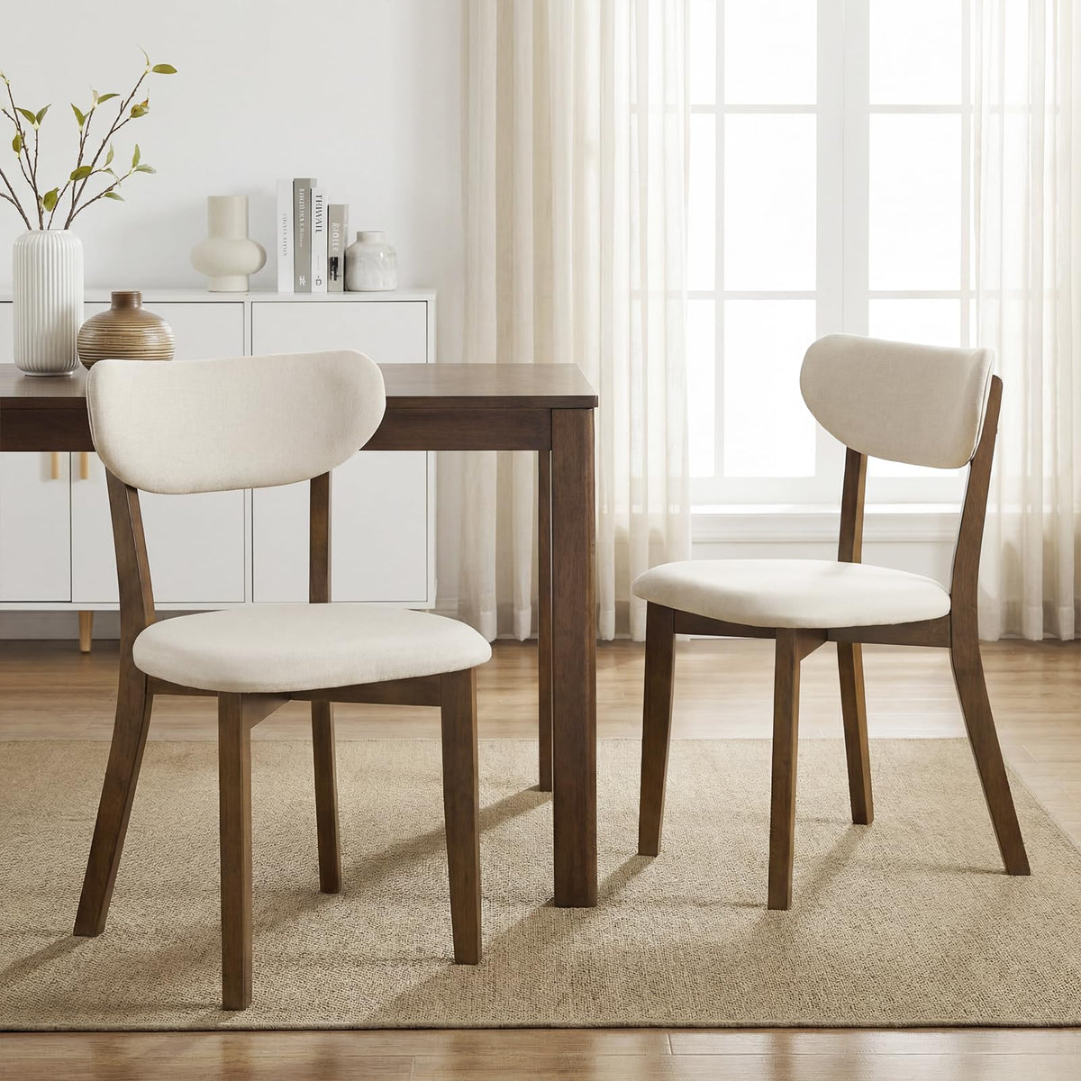 Goflame Wooded Dining Chairs Set of 2/4 for Living Room Restaurant