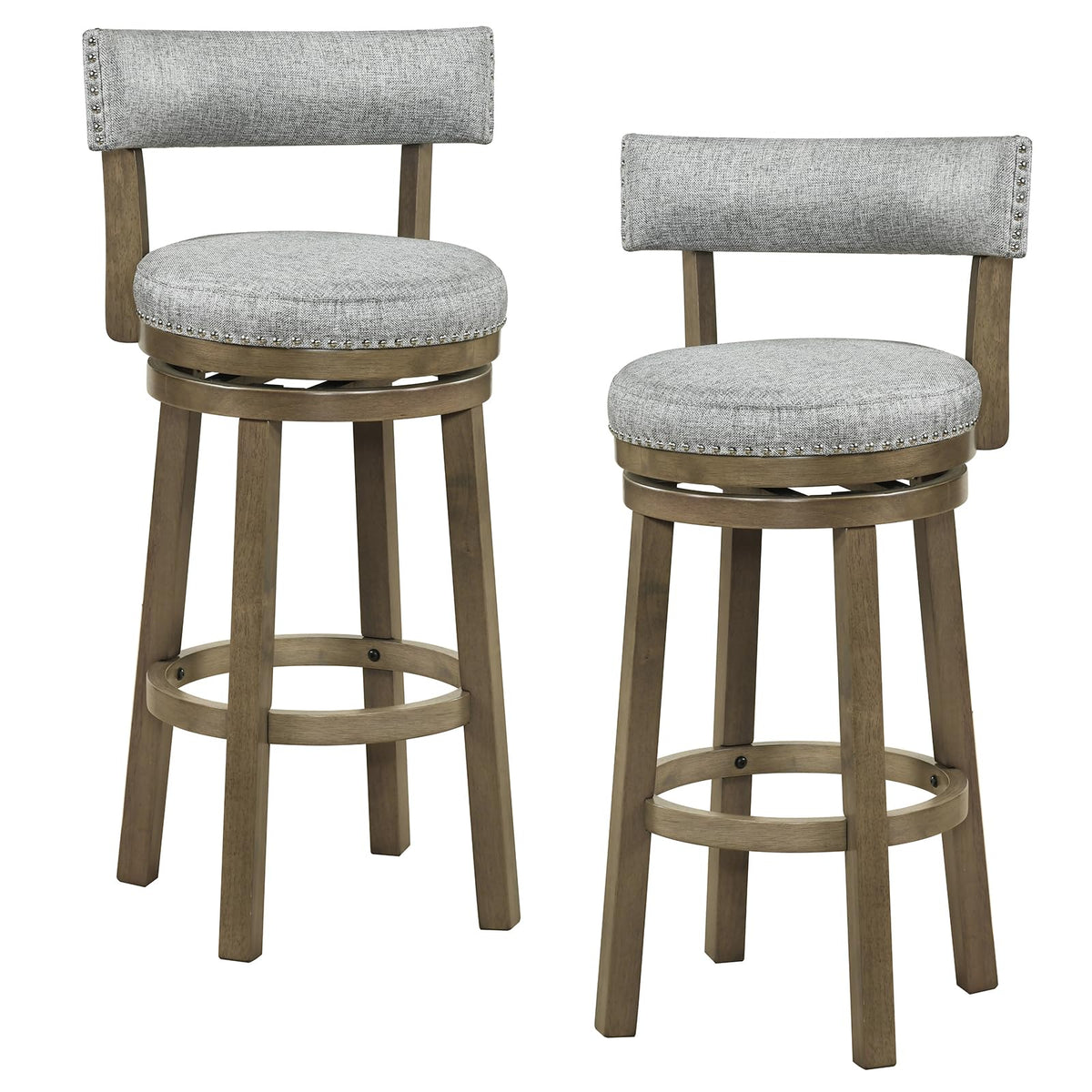 Goflame 31.5" Bar Height Stools with Linen Fabric Upholstered Seat & Back Set of 2/4