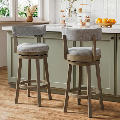 Goflame 31.5" Bar Height Stools with Linen Fabric Upholstered Seat & Back Set of 2/4
