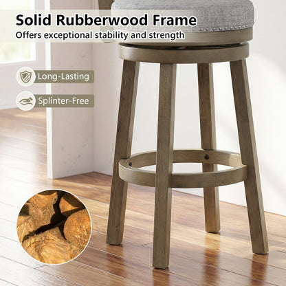 Goflame 31.5" Bar Height Stools with Linen Fabric Upholstered Seat & Back Set of 2/4