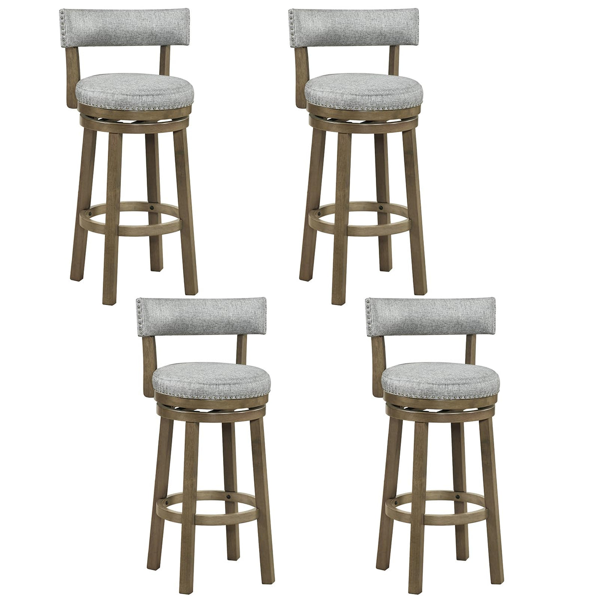 Goflame 31.5" Bar Height Stools with Linen Fabric Upholstered Seat & Back Set of 2/4