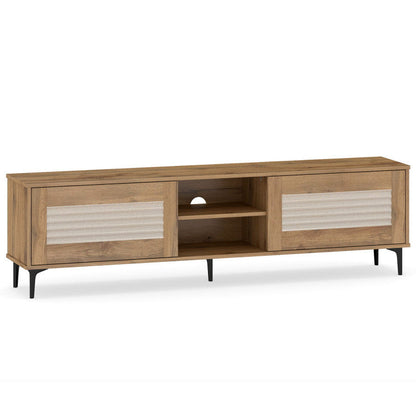 Goflame Mid Century Modern TV Stand for 55-65 Inch TV Waveform Fluted Entertainment Center
