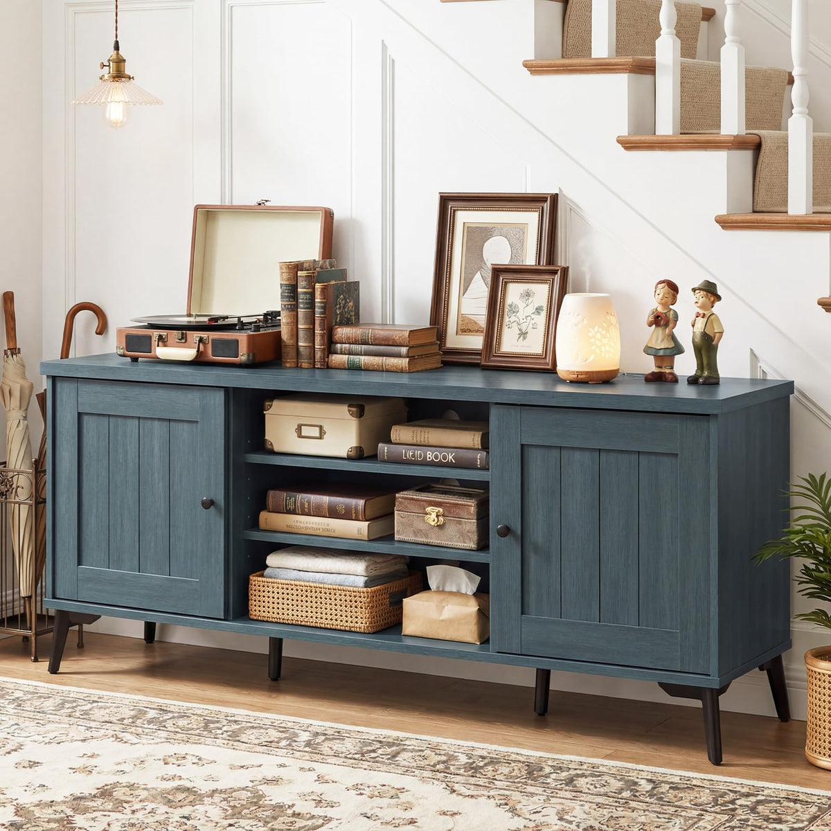 Goflame 2-Door TV Stand for TVs up to 65" with 2 Storage Cabinets & 4 Adjustable Shelves