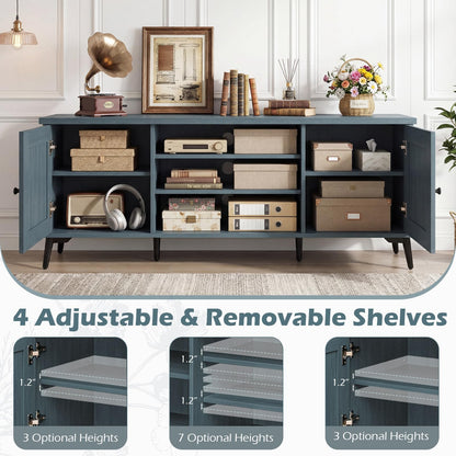 Goflame 2-Door TV Stand for TVs up to 65" with 2 Storage Cabinets & 4 Adjustable Shelves