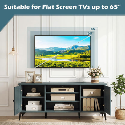 Goflame 2-Door TV Stand for TVs up to 65" with 2 Storage Cabinets & 4 Adjustable Shelves