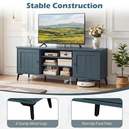 Goflame 2-Door TV Stand for TVs up to 65" with 2 Storage Cabinets & 4 Adjustable Shelves