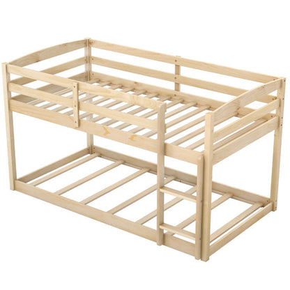 Goflame Solid Wood Twin Over Twin Bunk Bed Frame