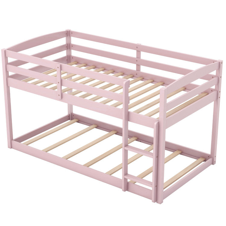Goflame Solid Wood Twin Over Twin Bunk Bed Frame
