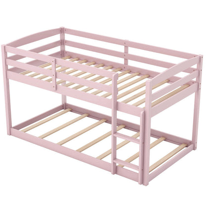 Goflame Solid Wood Twin Over Twin Bunk Bed Frame