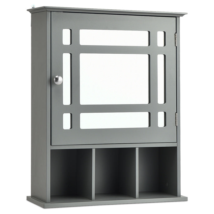 Bathroom Medicine Cabinet with Mirror, Wall Mounted Hanging Storage Organizer with Adjustable Shelf