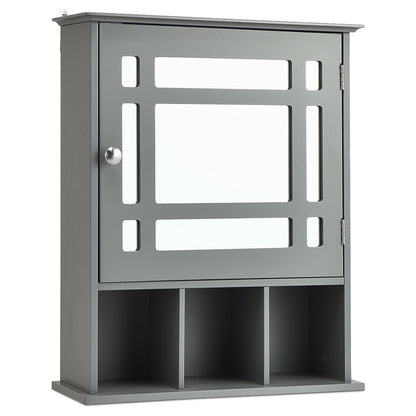 Bathroom Medicine Cabinet with Mirror, Wall Mounted Hanging Storage Organizer with Adjustable Shelf