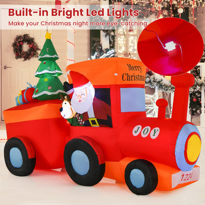 8.5FT Christmas Inflatable Train Decoration, Lighted Christmas Train with Santa Claus