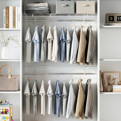 Wall Mounted Closet Shelf with Hanging Rod, 4 ft x 12” Metal Wire Storage Shelf & Clothes Rod Organizer