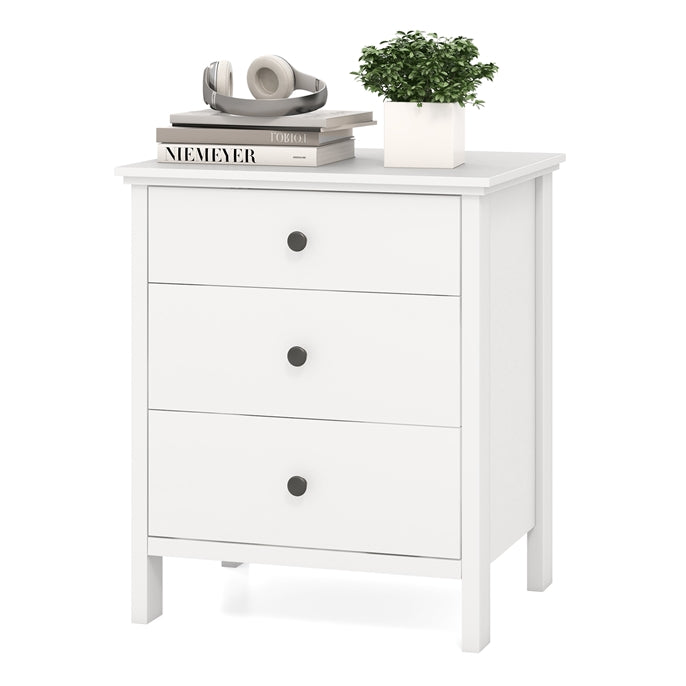 Goflame Modern 3-Drawer Nightstand Wooden Bedside Table