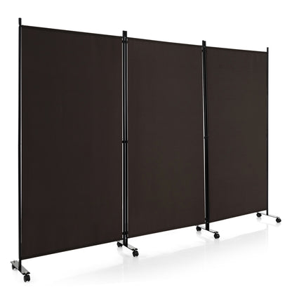 3 Panel Folding Room Divider, 6FT Rolling Privacy Screen with Lockable Wheels
