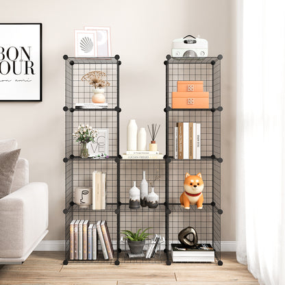 12 Wire Cubes Metal Freestanding Portable Modular DIY Bookcase, Storage Cabinet
