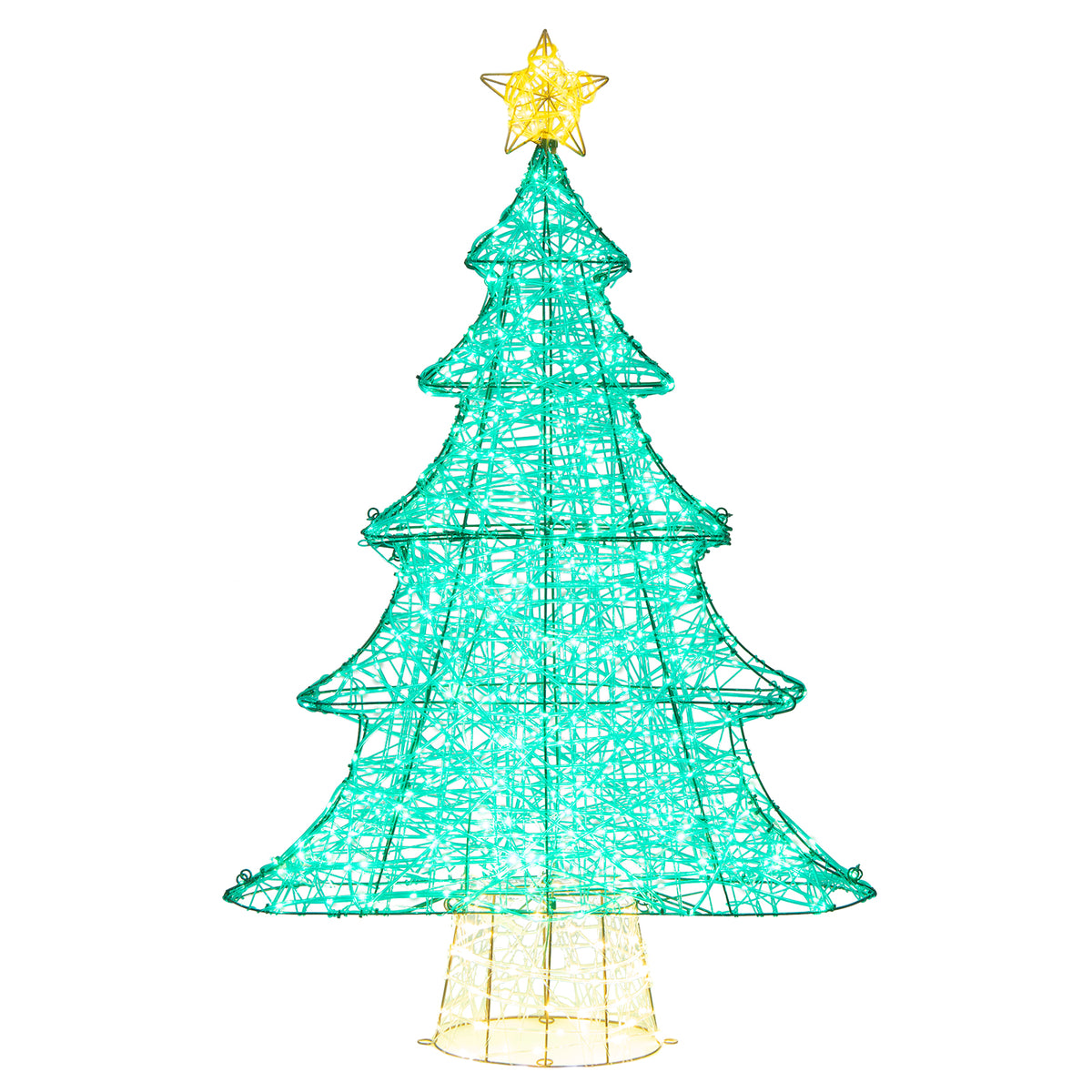 4FT Lighted Christmas Tree with Top Star, Illuminated Christmas Tree Decoration with 520 Warm White LED Lights