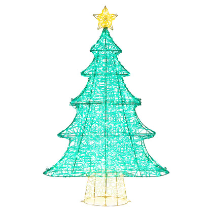 4FT Lighted Christmas Tree with Top Star, Illuminated Christmas Tree Decoration with 520 Warm White LED Lights