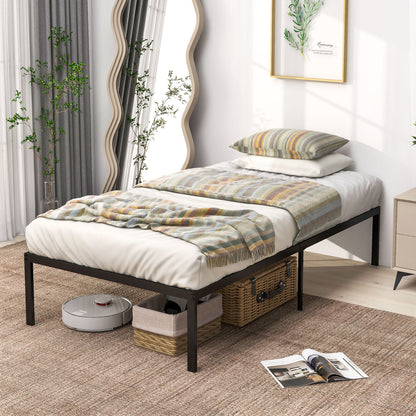 14” Twin Size Bed Frame, Metal Platform Bed Frame with Heavy Duty Steel Slat Support