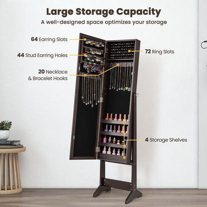 Jewelry Cabinet, Jewelry Organizer with Full Length Mirror Door, Standing Makeup Mirror