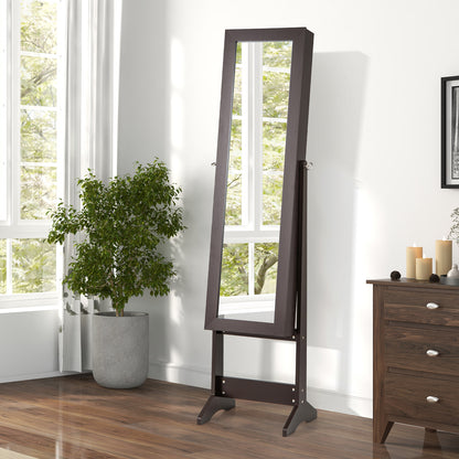 Jewelry Cabinet, Jewelry Organizer with Full Length Mirror Door, Standing Makeup Mirror