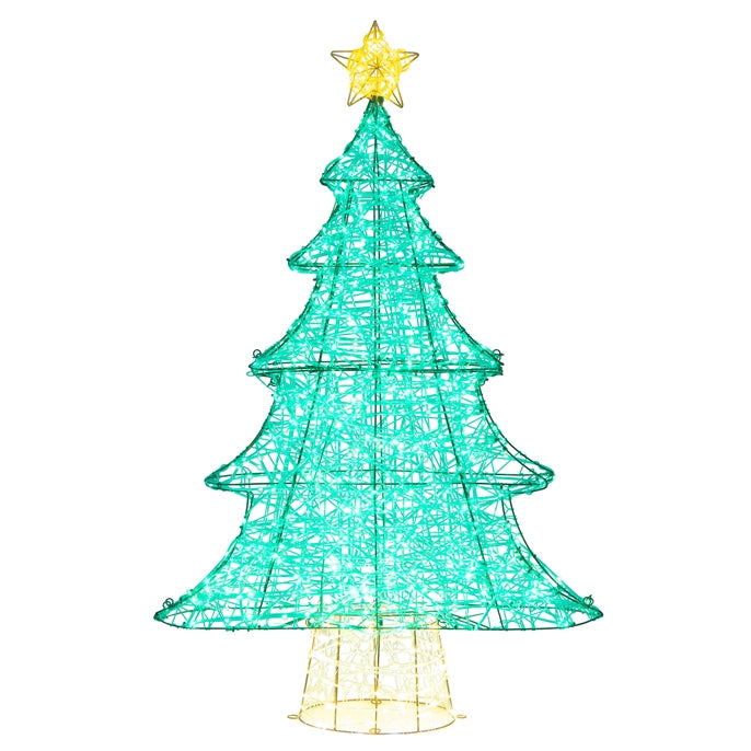 4FT Lighted Christmas Tree with Top Star, Illuminated Christmas Tree Decoration with 520 Warm White LED Lights
