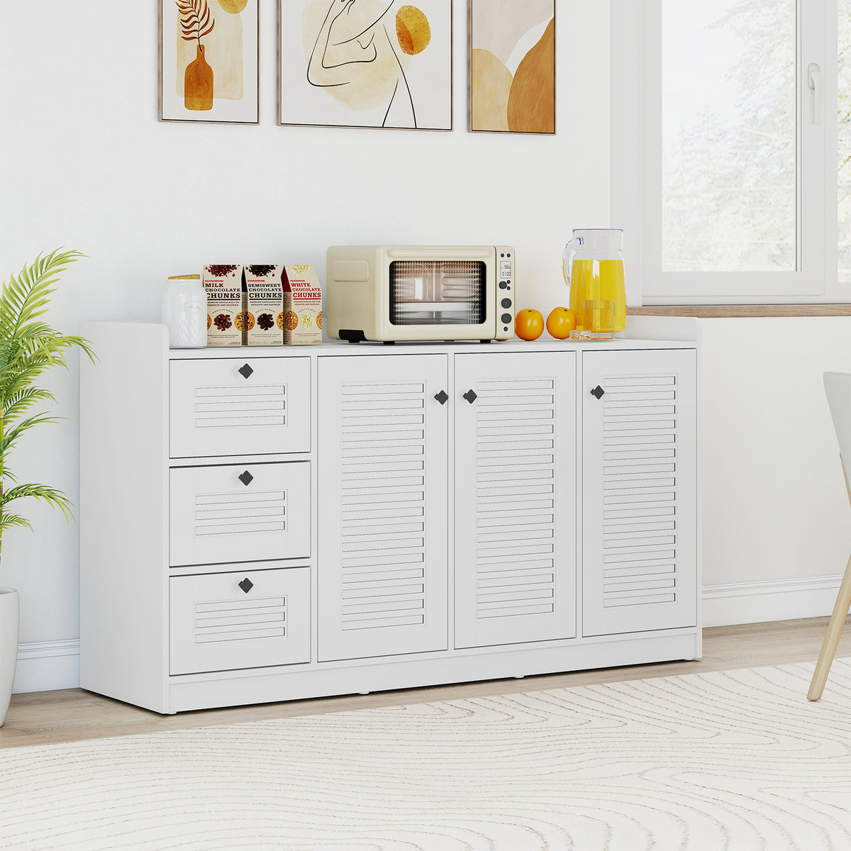 63” Buffet Cabinet with Storage, Large Sideboard with 3 Doors & 3 Drawers