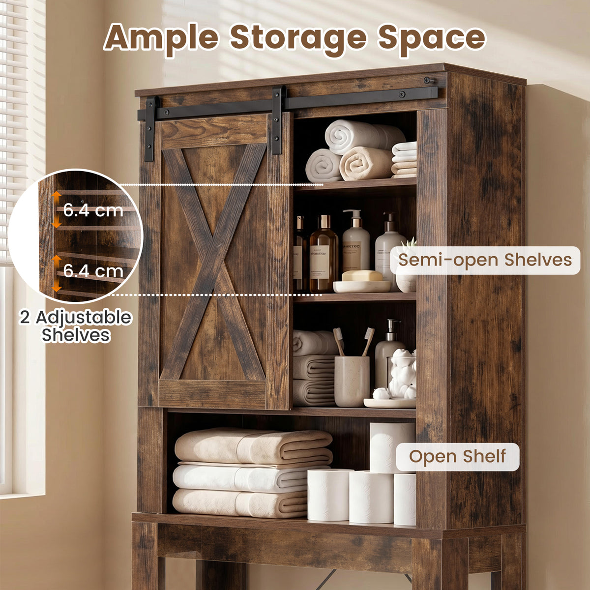 Bathroom Medicine Cabinet with Mirror, Wall Mounted Hanging Storage Organizer with Adjustable Shelf