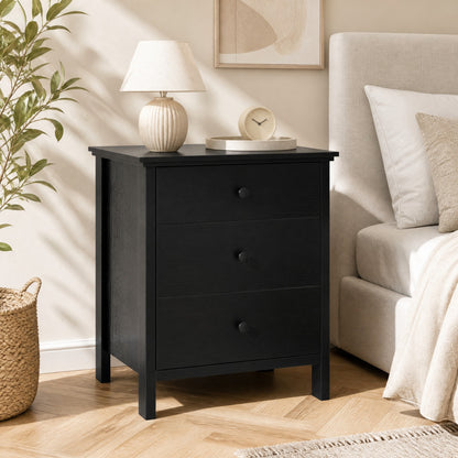 Goflame Modern 3-Drawer Nightstand Wooden Bedside Table