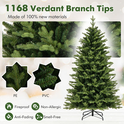 5FT Prelit Artificial Christmas Tree, Hinged Christmas Tree with 250 LED Lights