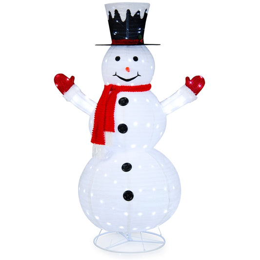6 FT Lighted Christmas Snowman, Pre-Lit Pop-up Xmas Snowman with 200 Cool-White LED Lights