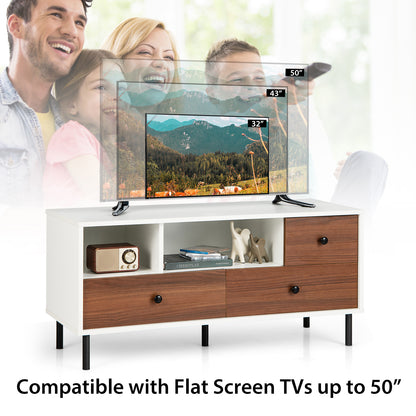 TV Stand for TV up to 50 Inch, Modern Entertainment Center with 3 Drawers & 2 Open Storage Shelves