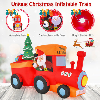 8.5FT Christmas Inflatable Train Decoration, Lighted Christmas Train with Santa Claus