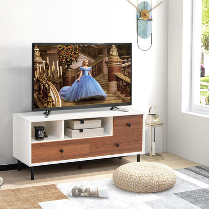 TV Stand for TV up to 50 Inch, Modern Entertainment Center with 3 Drawers & 2 Open Storage Shelves