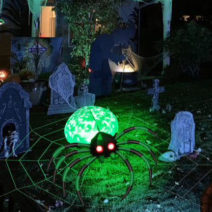Halloween Inflatable Spider with Web, 5FT Blow Up Yard Decoration with Colorful Magic Light