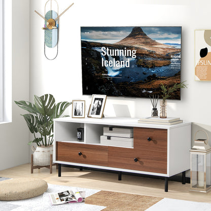 TV Stand for TV up to 50 Inch, Modern Entertainment Center with 3 Drawers & 2 Open Storage Shelves