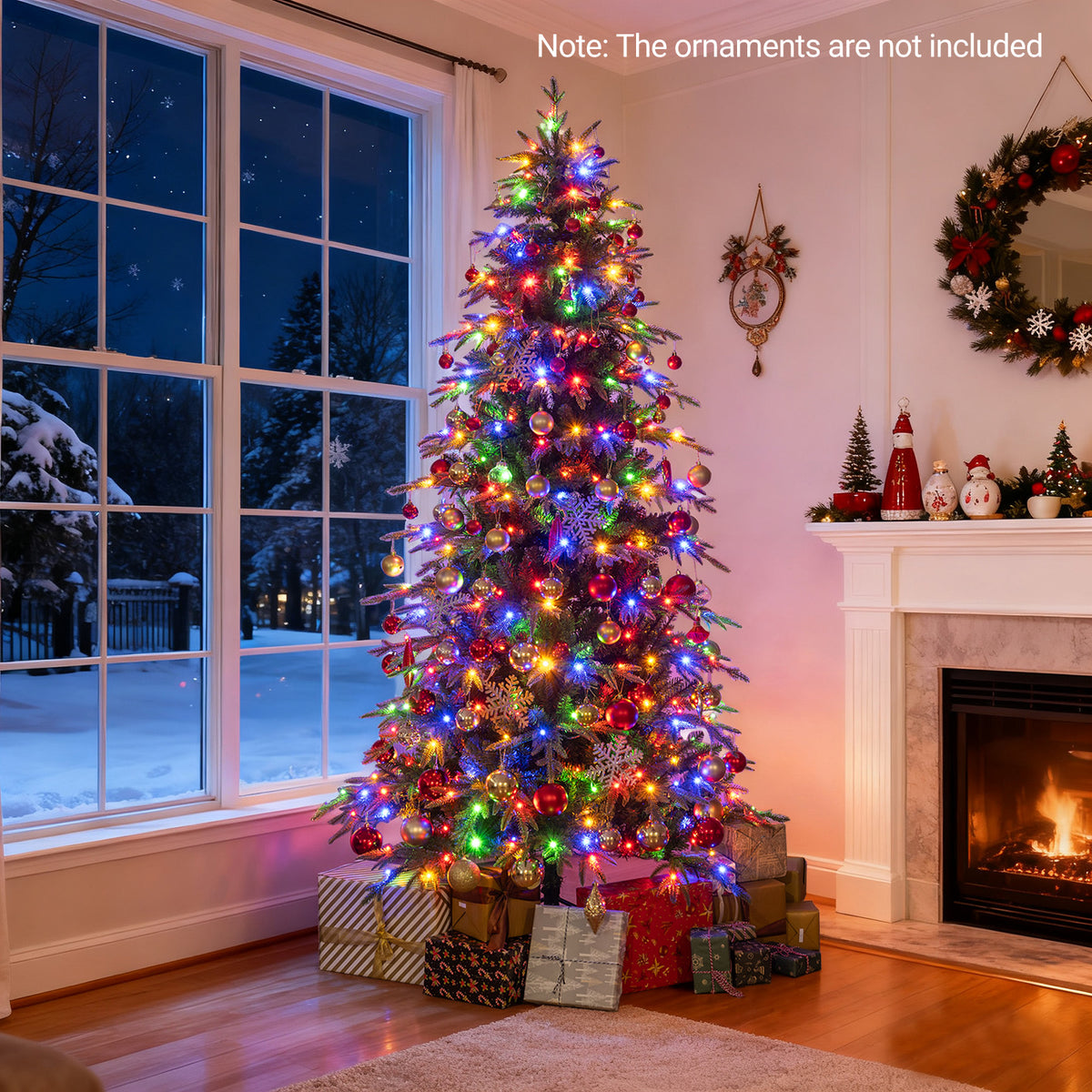 6FT/7.5FT/8FT Pre-lit Artificial Christmas Tree, Hinged Xmas Tree with 1195 Branch Tips
