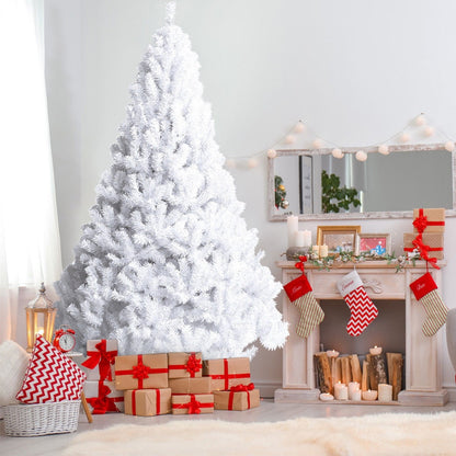 White Christmas Tree with Solid Metal Legs Perfect for Holiday Indoor and Outdoor Decoration