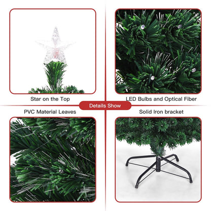 Artificial Christmas Tree Pre-Lit Optical Fiber Tree 8 Flash Modes - GoflameUS