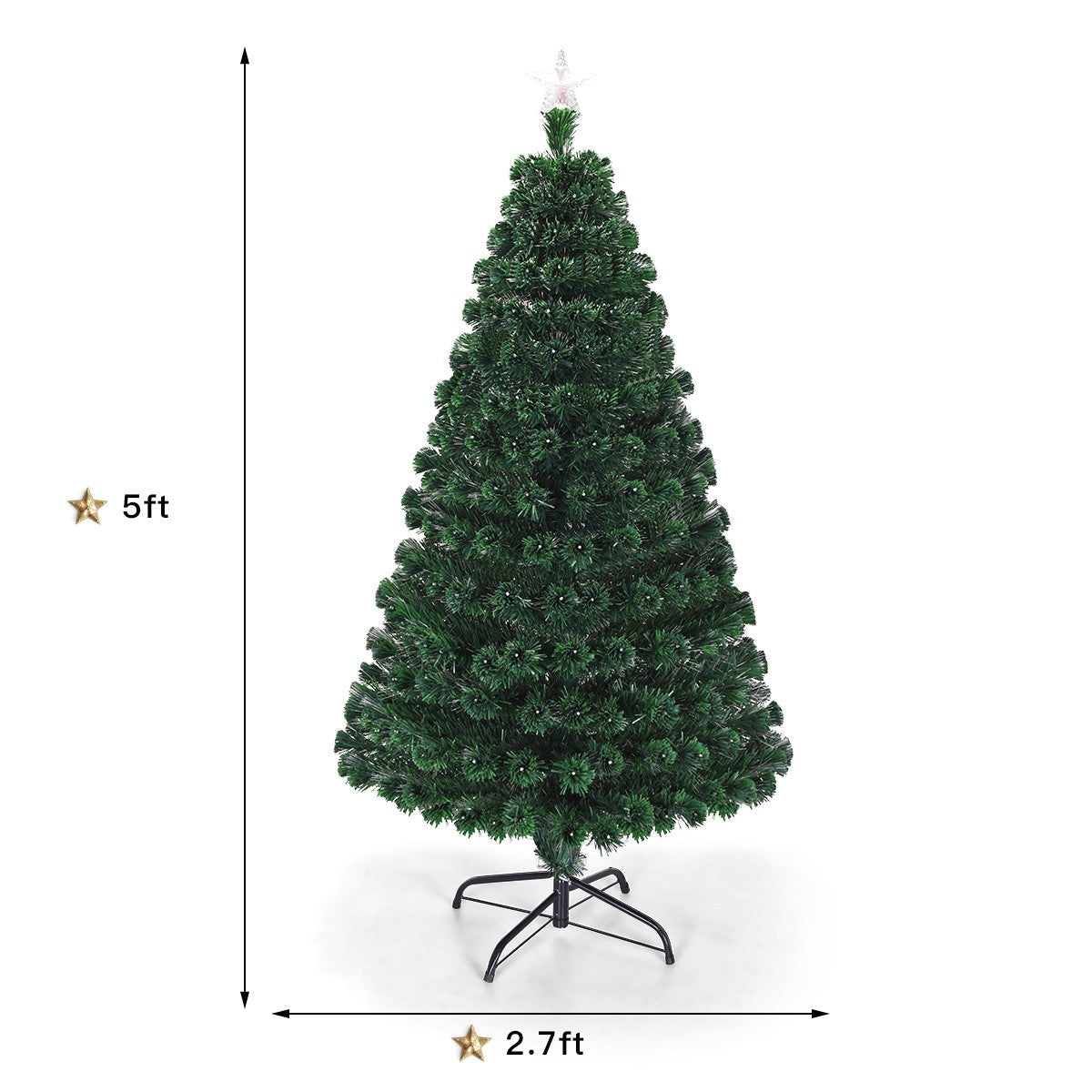 Artificial Christmas Tree Pre-Lit Optical Fiber Tree 8 Flash Modes - GoflameUS